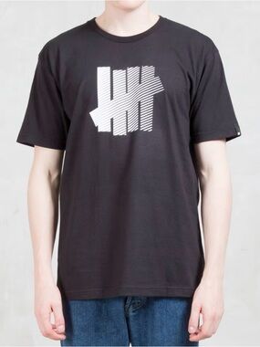 Undefeated Black Short-Sleeve Tee with White Striped Logo